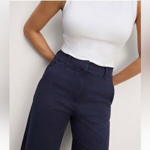 Everlane Twill Navy Trouser Wide Leg Pants‎